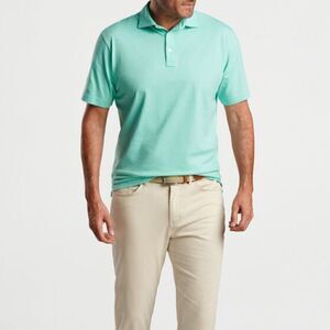 Peter Millar Pilot Mill Haynes Stripe Short-Sleeve Polo In Aloe Size L